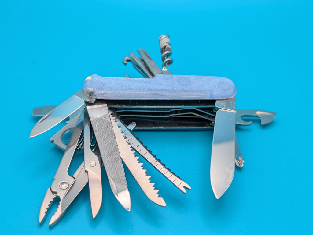 Custom Victorinox SwissChamp Firefly Blue Glow in the Dark Knife Multi-Tool!