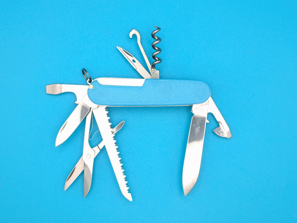 Custom Victorinox Huntsman Blue Glow in the Dark Swiss Army Knife Multi Tool!