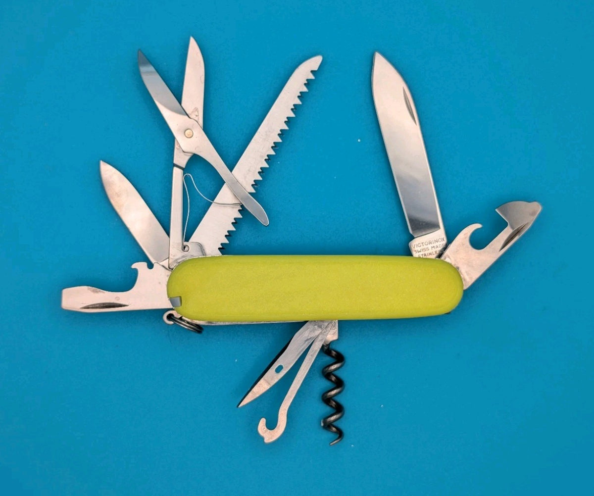 Custom Victorinox Huntsman Blue & Yellow Glow in the Dark Swiss Army Knife!