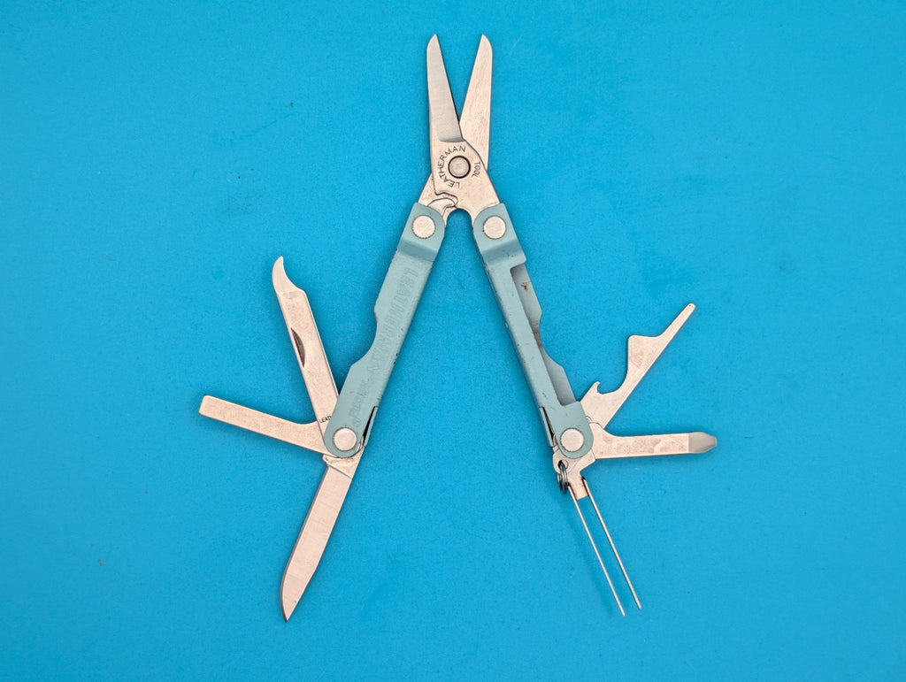 Leatherman Micra Multi-Tool, Knife, Scissors, Key Ring,  Light Blue!