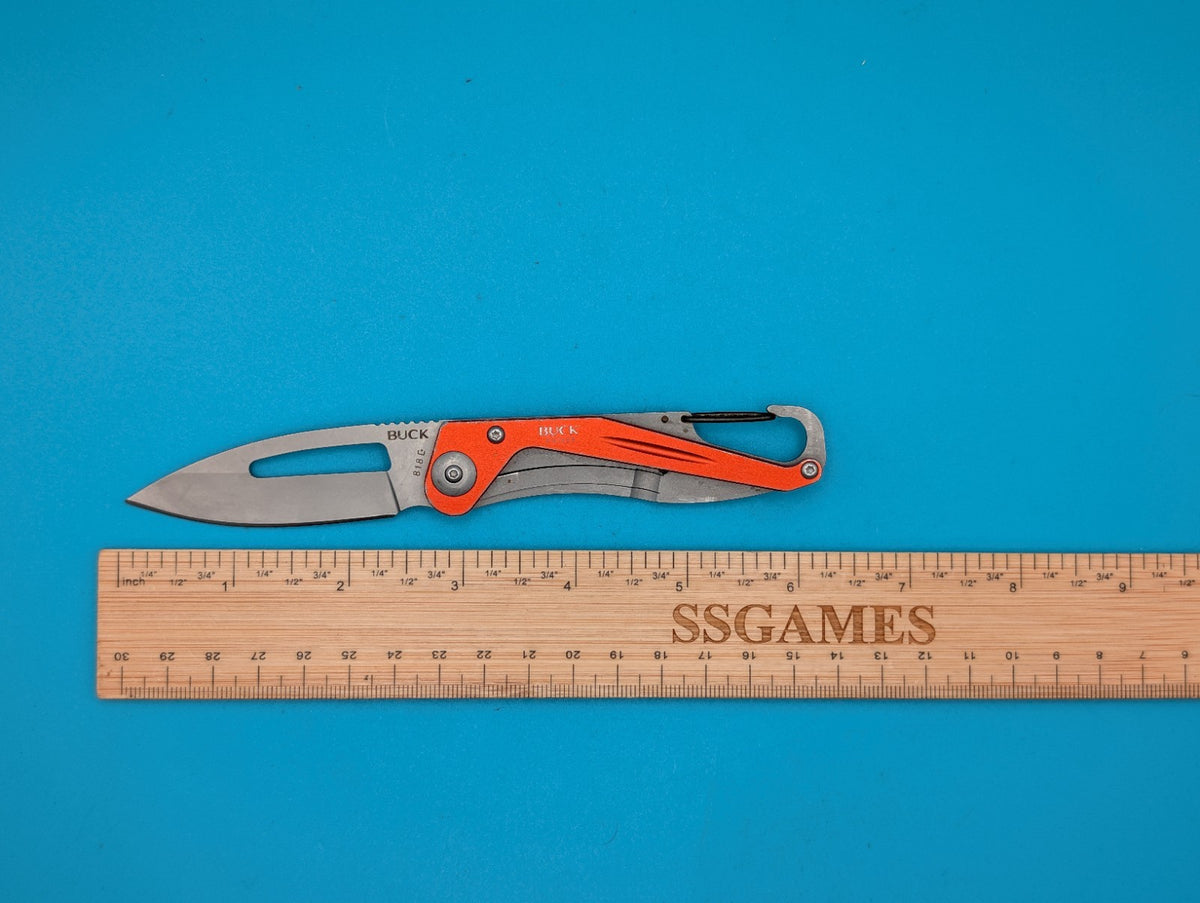 Rare Retired Buck 818 Apex Orange Handle Folding Pocket Knife!