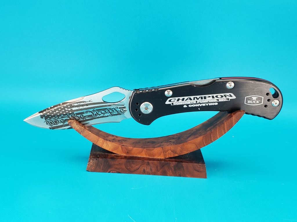 Custom Buck 722 Spitfire Plain Edge Pocket Knife! *WE THE PEOPLE / CHAMPION*