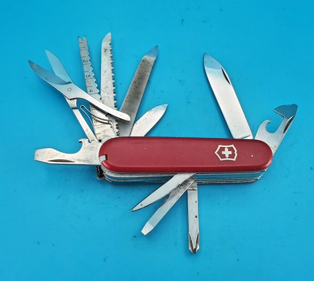 Vintage Victorinox Red Fisherman Plus Swiss Army Knife Multi Tool! RARE!