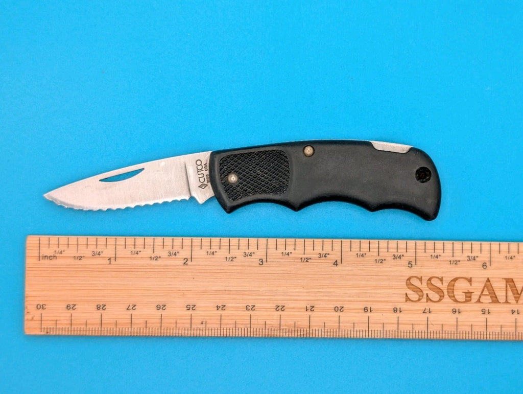Cutco 1886 Serrated Edge Blade USA Lockback Knife! Black Handle! *LUND*