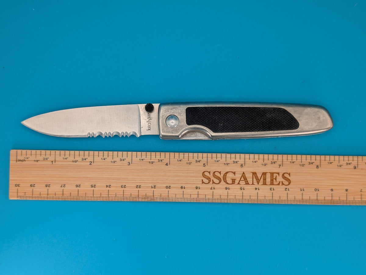 Kershaw 2420ST Liner Action Folding Knife 3.5" Combo Blade, Aluminum Handle