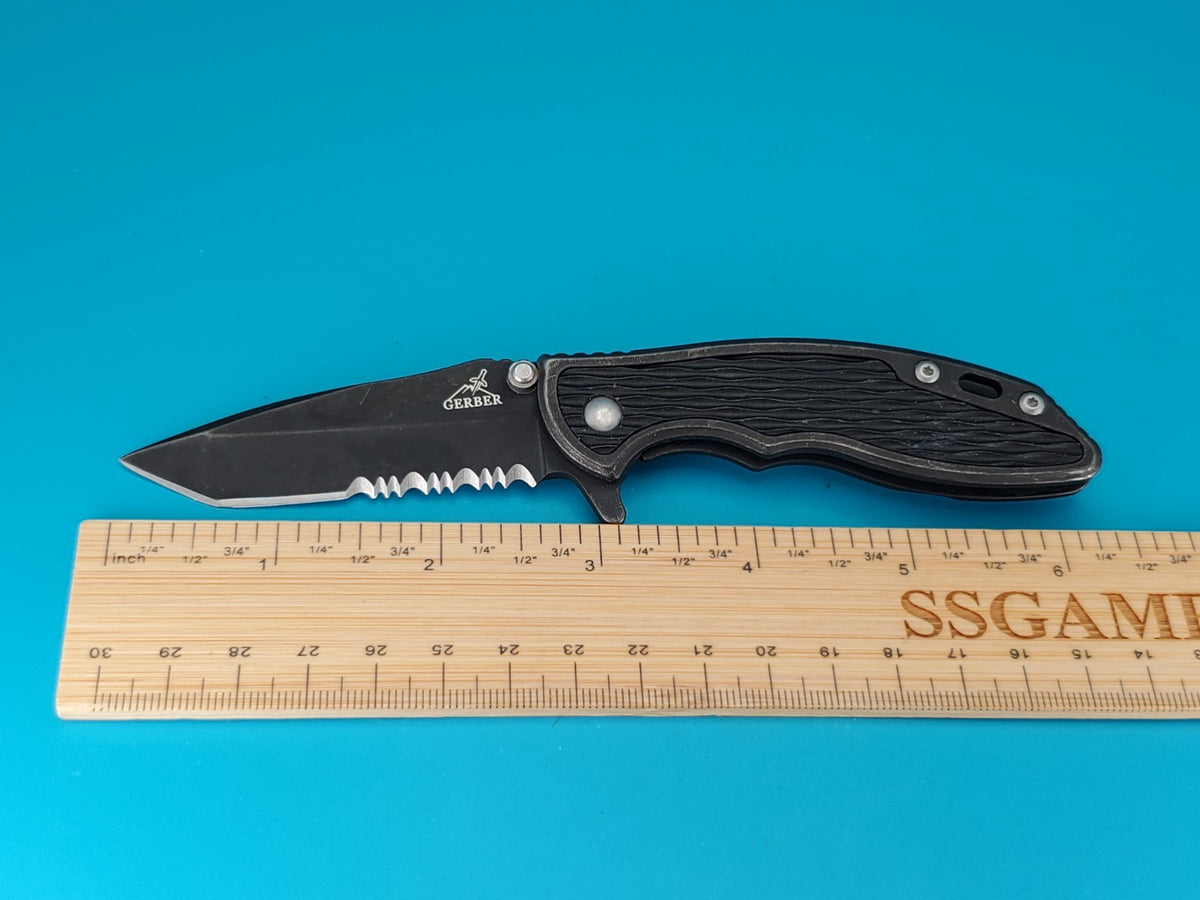 Gerber Torch I Frame Lock Plain Edge Blade Folding Pocket Knife! Black!