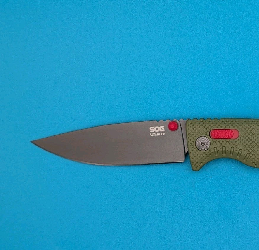 SOG Altair XR Field Green Stone Blue CRYO 154CM Folding Knife NEW