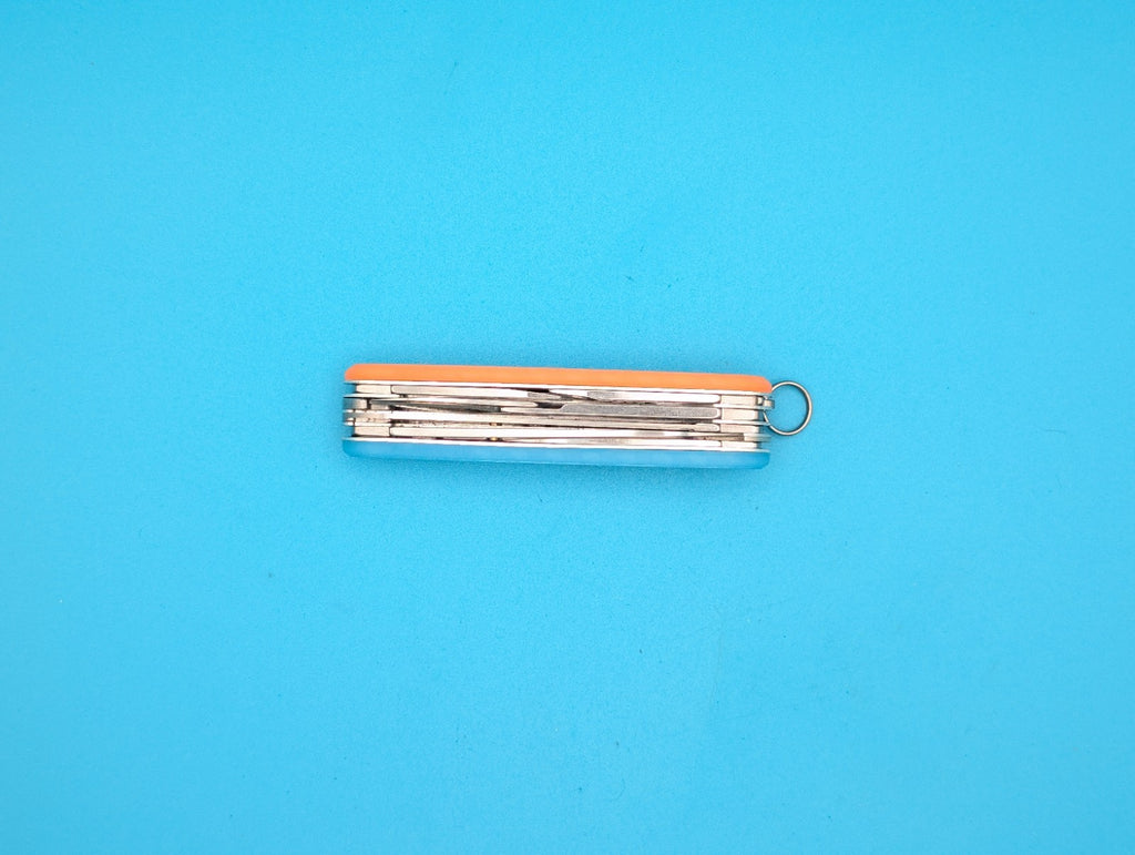 CUSTOM VICTORINOX FIELDMASTER GLOW IN THE DARK ORANGE & BLUE SWISS ARMY KNIFE!