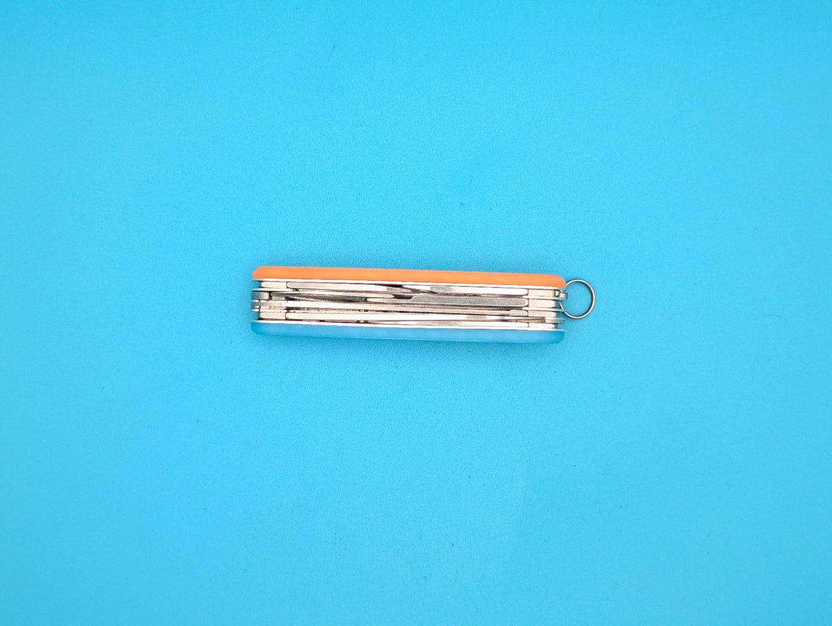 CUSTOM VICTORINOX FIELDMASTER GLOW IN THE DARK ORANGE & BLUE SWISS ARMY KNIFE!