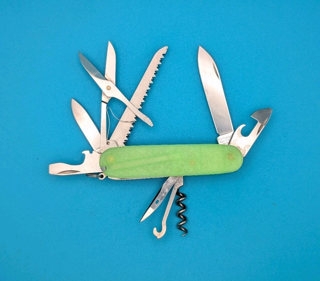 Custom Victorinox Huntsman Firefly Green Glow in the Dark Swiss Army Knife! 91mm