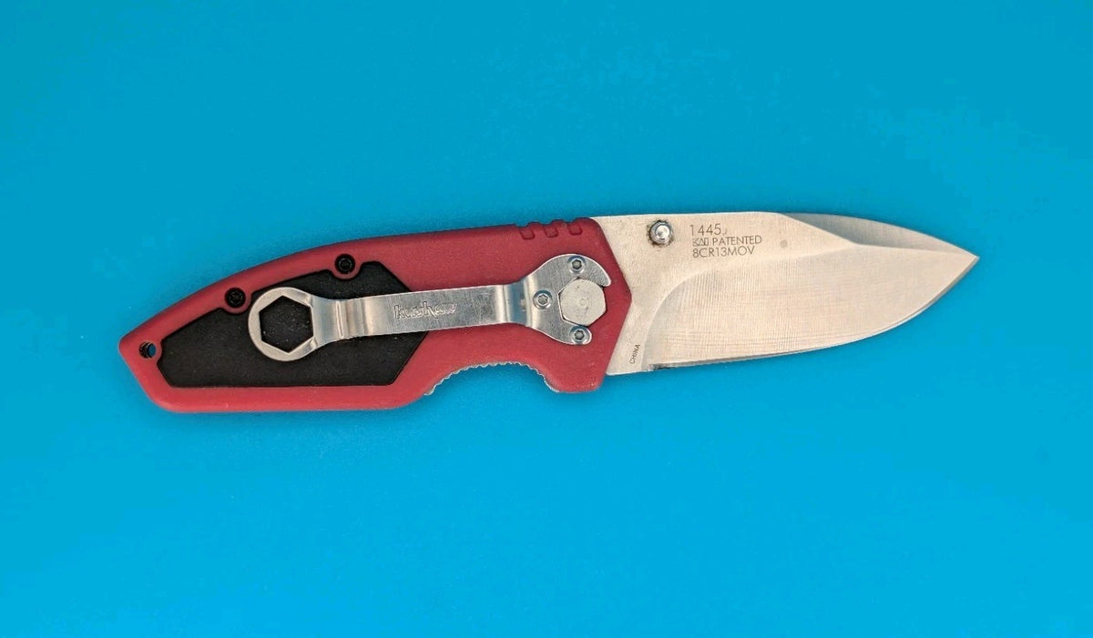 Kershaw 1445 Half Ton LinerLock Red & Black Wrench Clip Pocket Knife!