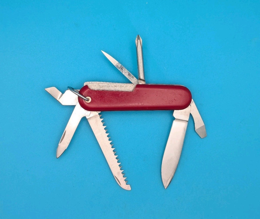 Vintage Wenger Classic 15 Red Swiss Army Knife Multi Tool! With Bale! RARE!