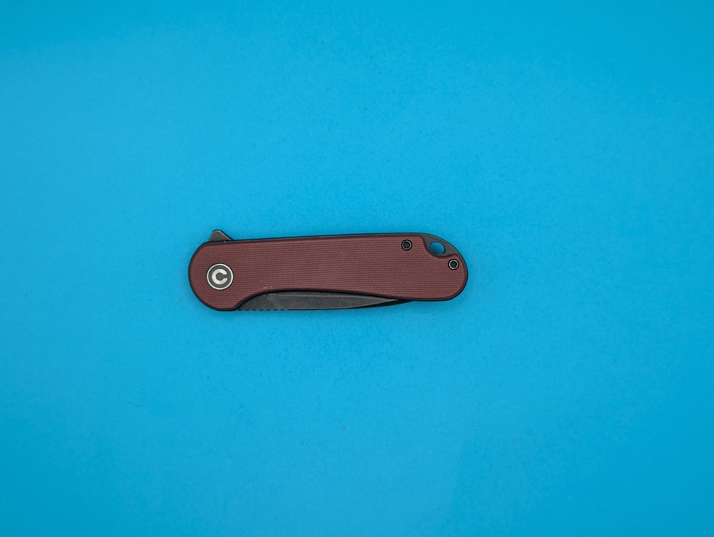 CIVIVI Elementum - Plain Edge Folding Pocket Knife! Burgandy Handle! USED
