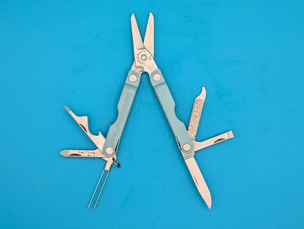 Leatherman Micra Multi-Tool, Knife, Scissors, Key Ring,  Light Blue!