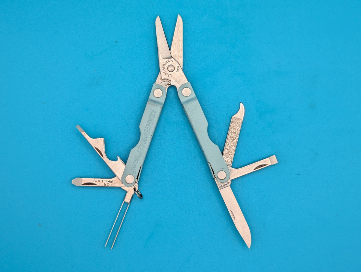 Leatherman Micra Multi-Tool, Knife, Scissors, Key Ring,  Light Blue!