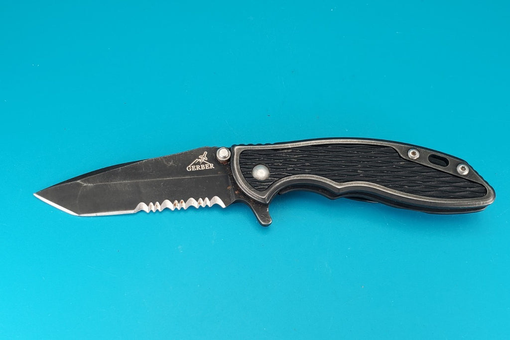Gerber Torch I Frame Lock Plain Edge Blade Folding Pocket Knife! Black!