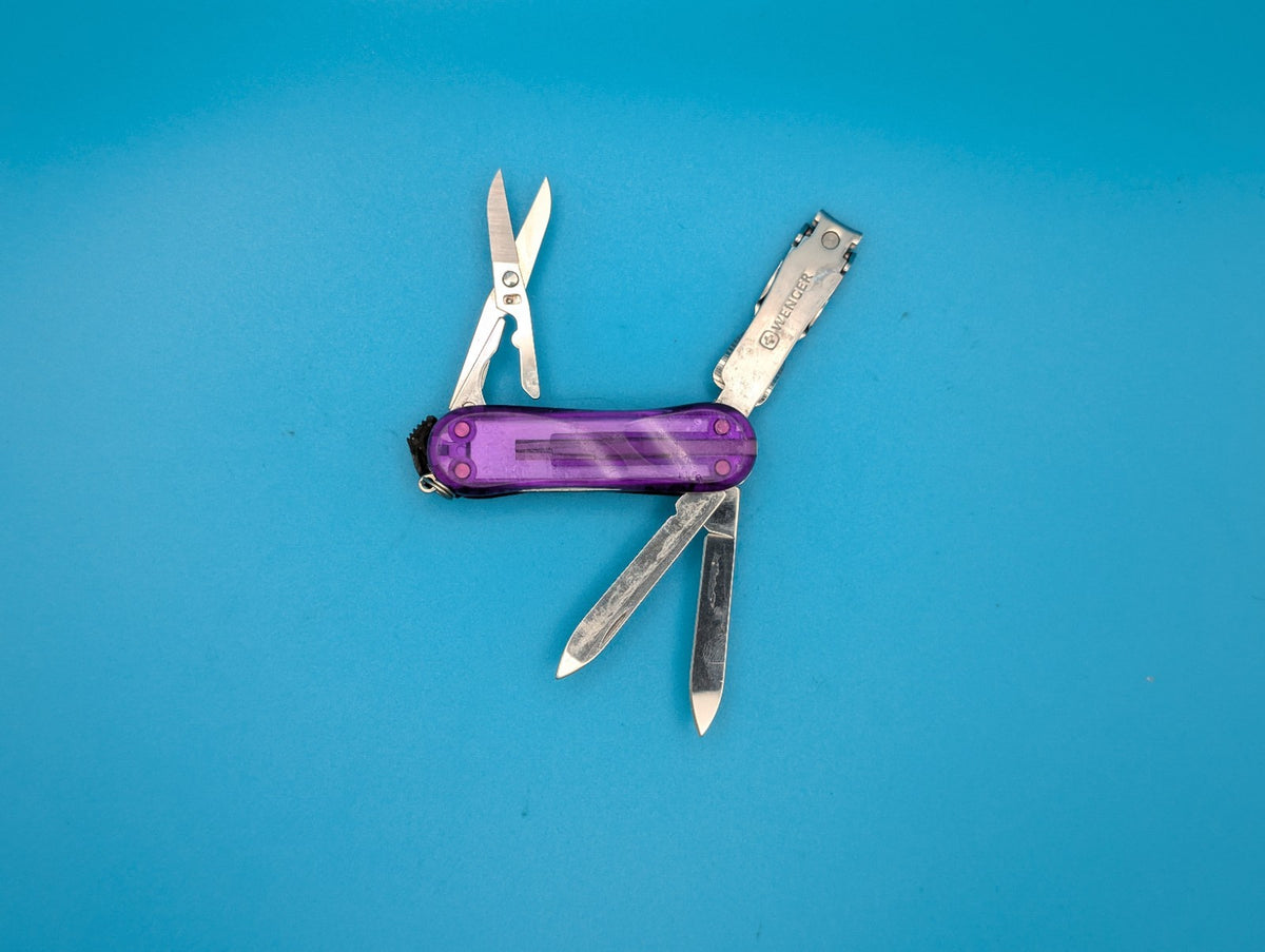 Wenger Nail Clip 580 Swiss Clipper Folding Pocket Knife Multi Tool! Purple!