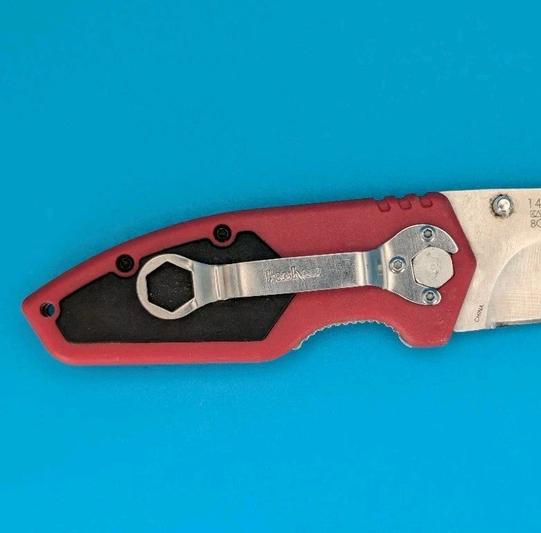 Kershaw 1445 Half Ton LinerLock Red & Black Wrench Clip Pocket Knife!