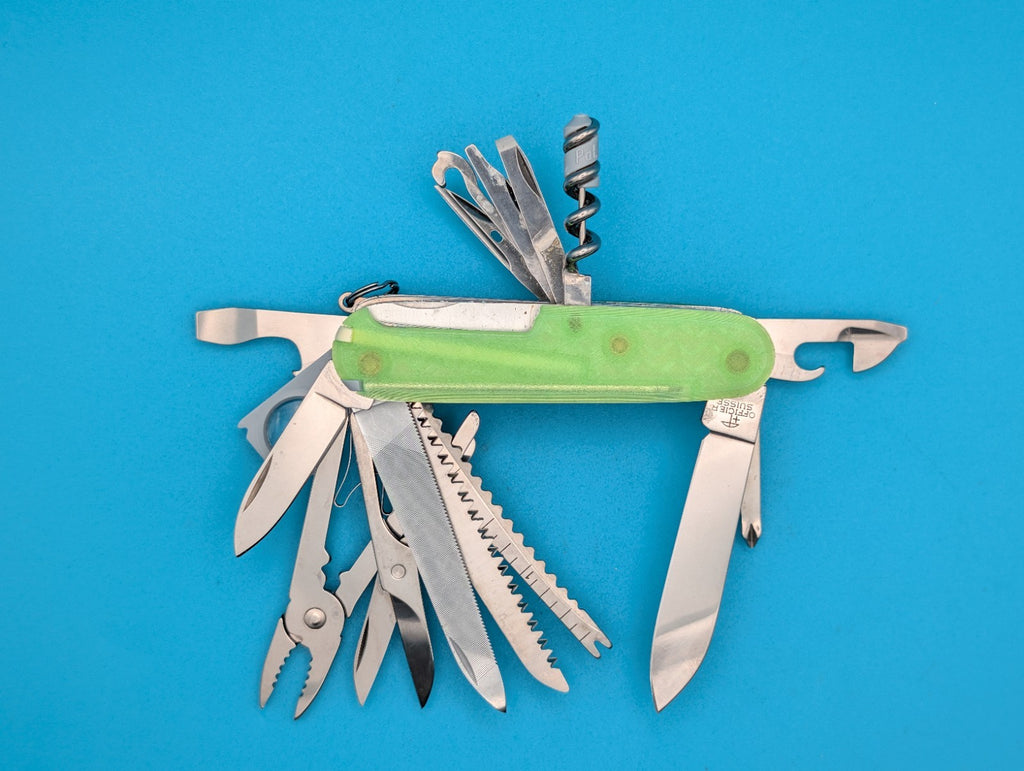 Custom Victorinox SwissChamp Firefly Green Glow in the Dark Knife Multi-Tool!