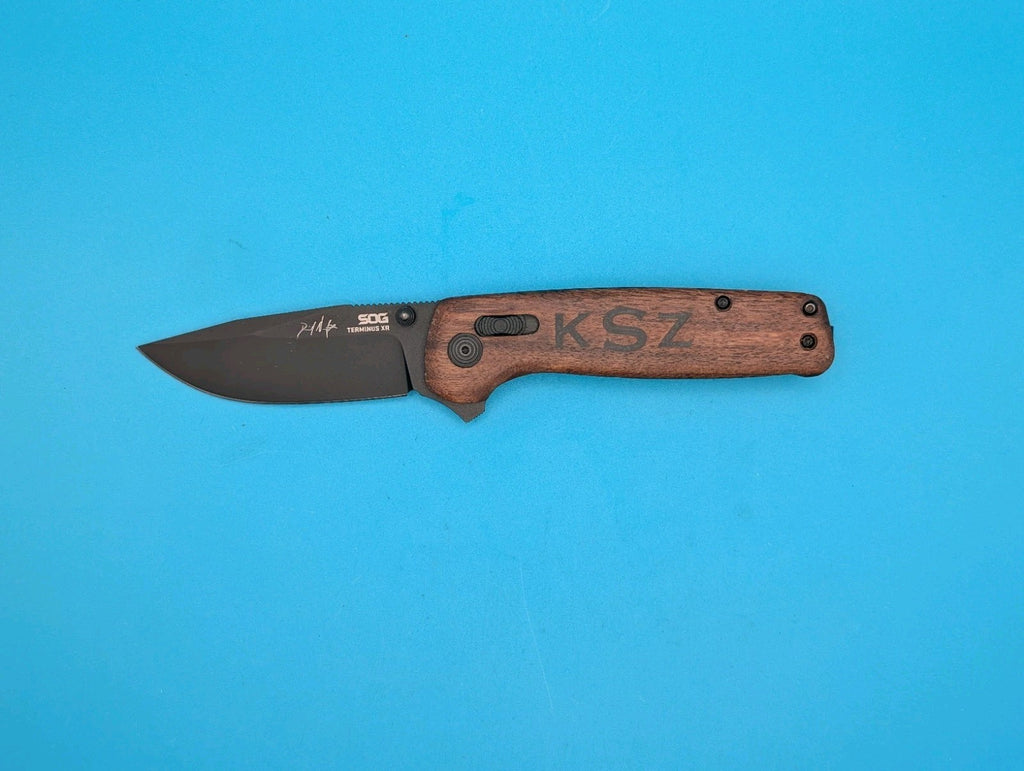Sog Terminus XR 2.95" D2 Steel Blade Folding Knife! Wood Handle!