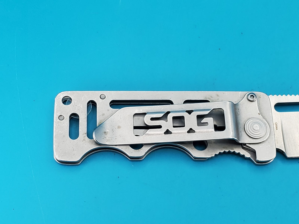 SOG Cash Card Frame Lock Knife Stainless Steel Money Clip!