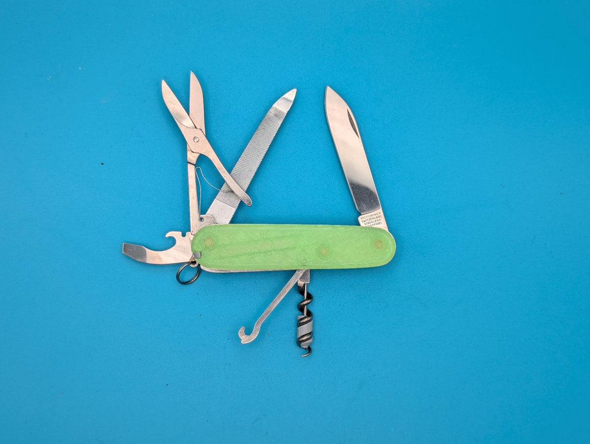 Custom Victorinox Trail Guide Swiss Army Knife! Firefly Green Glowing Scales!