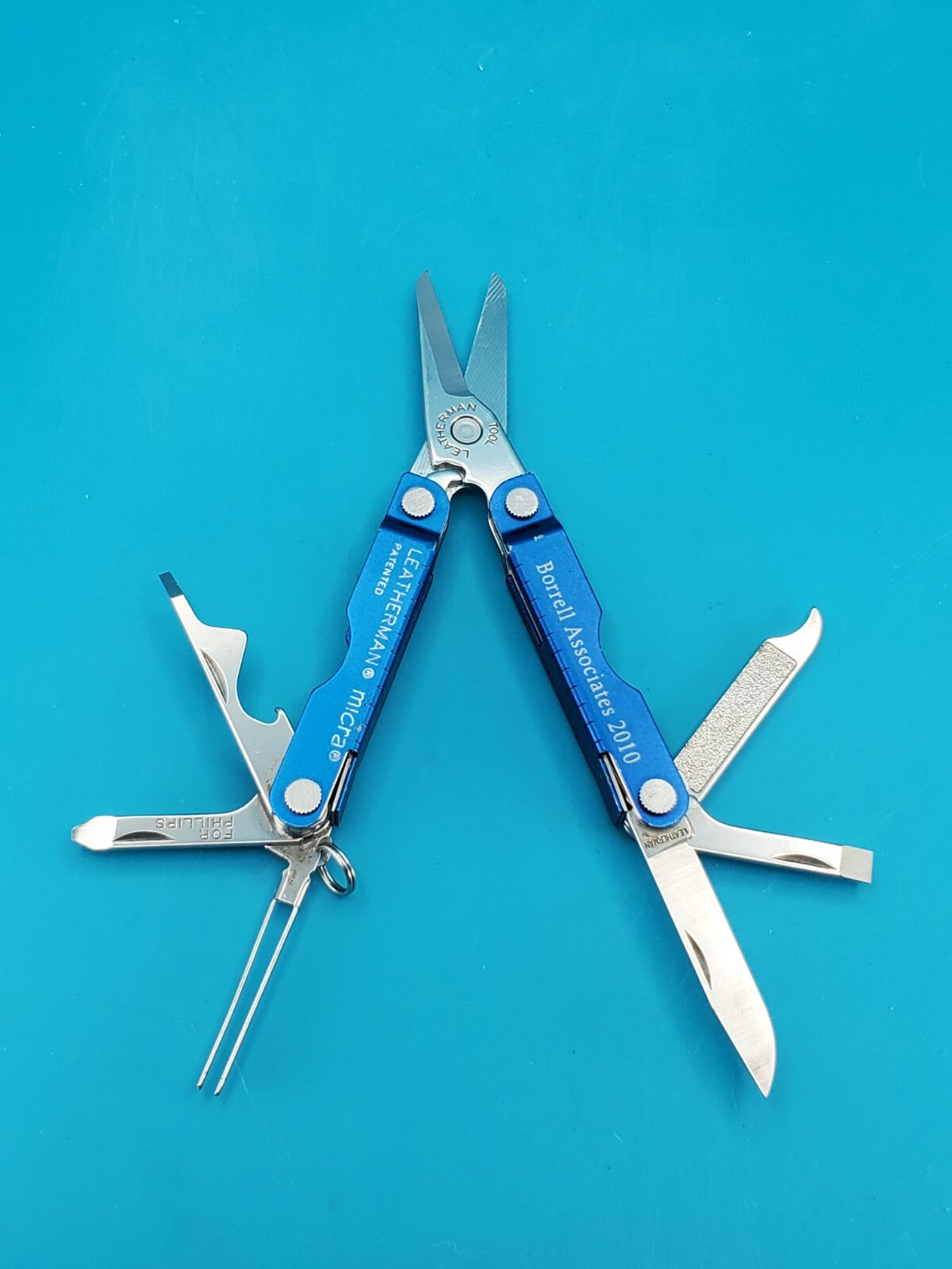 Leatherman Micra Multi-Tool, Knife, Scissors, Key Ring, Blue