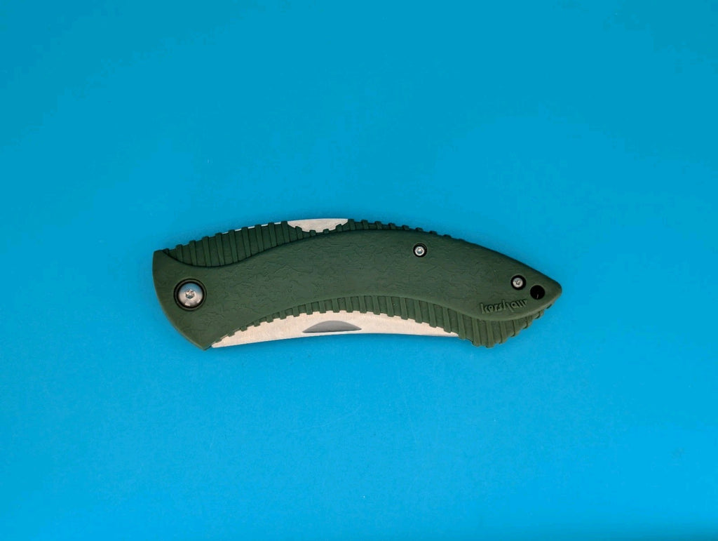 Vintage Kershaw Northside Hunter Green 1090 AUS-8A Folding Knife! With Sheath!