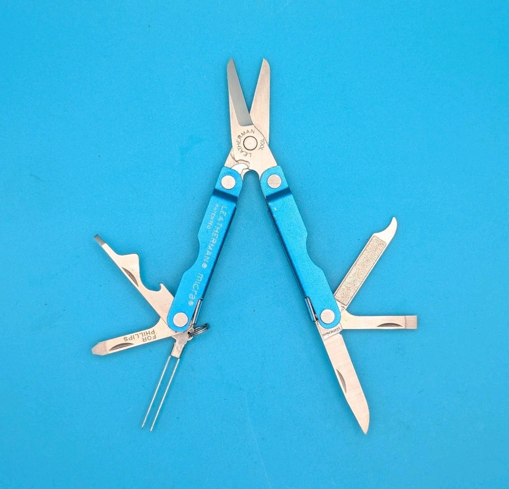 Leatherman Micra Multi-Tool, Knife, Scissors, Key Ring, Blue! *MAC-MOD*