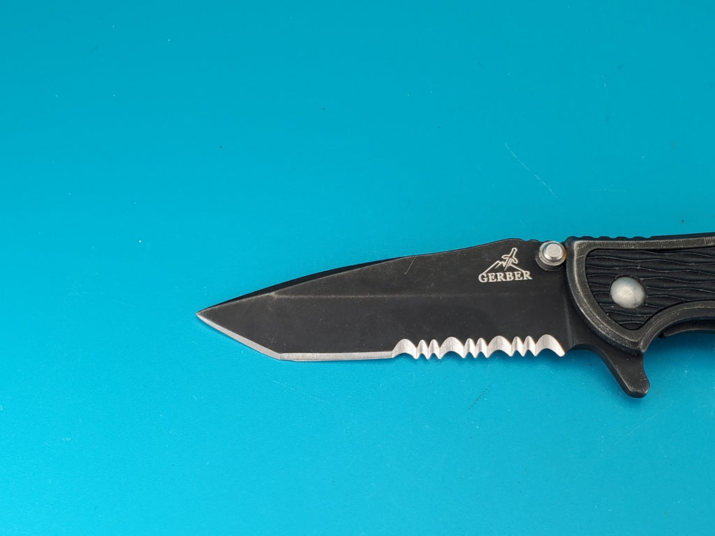 Gerber Torch I Frame Lock Plain Edge Blade Folding Pocket Knife! Black!