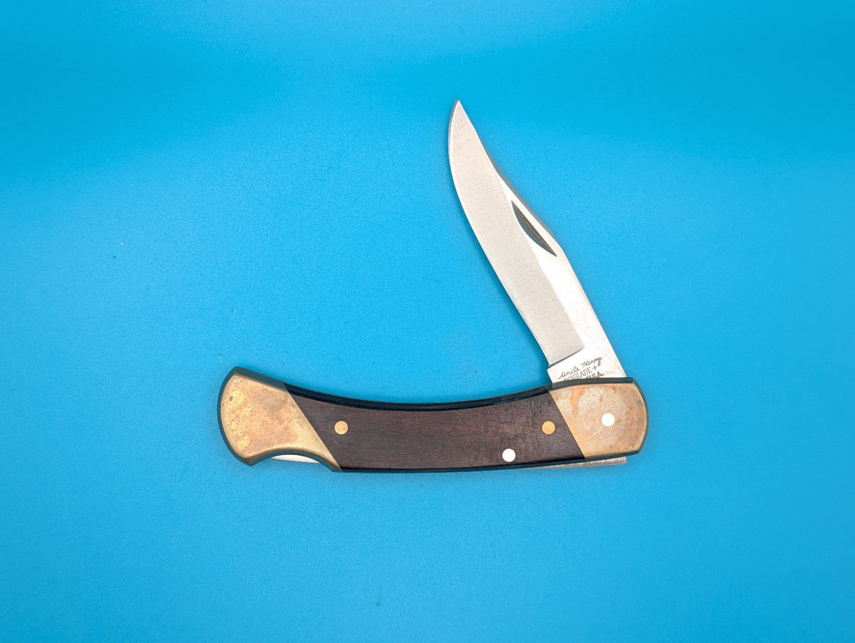 Vintage Uncle Henry Schrade+ LB7 Folding Pocket Knife! USA! With Sheath!