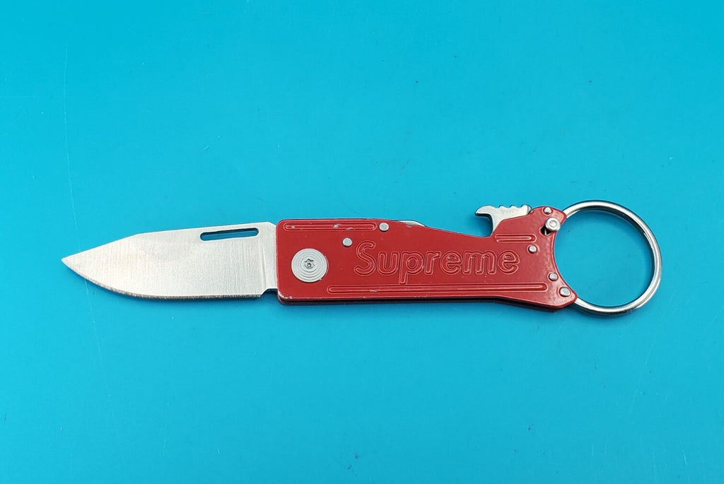 Supreme Red SOG Keytron Folding Pocket Knife Lockback Bottle Opener