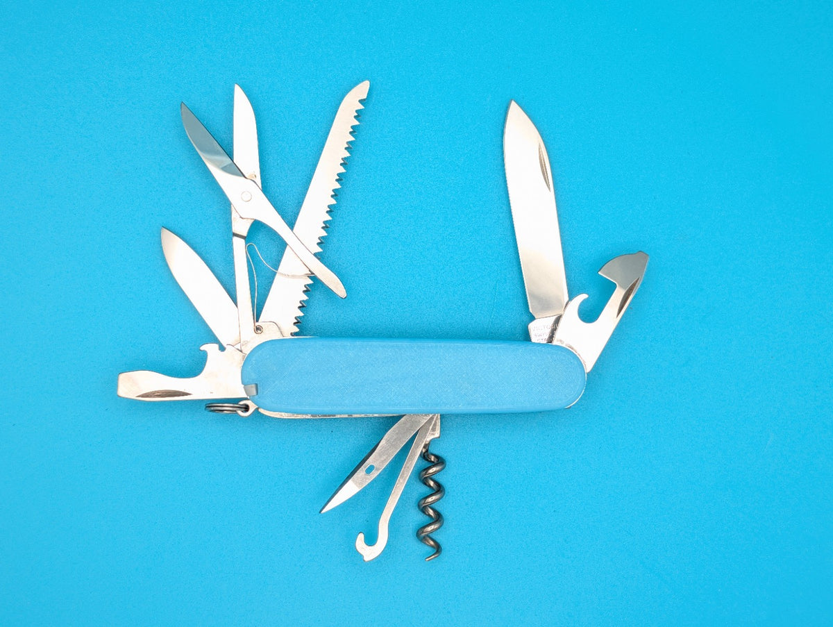 Custom Victorinox Huntsman Blue Glow in the Dark Swiss Army Knife Multi Tool!
