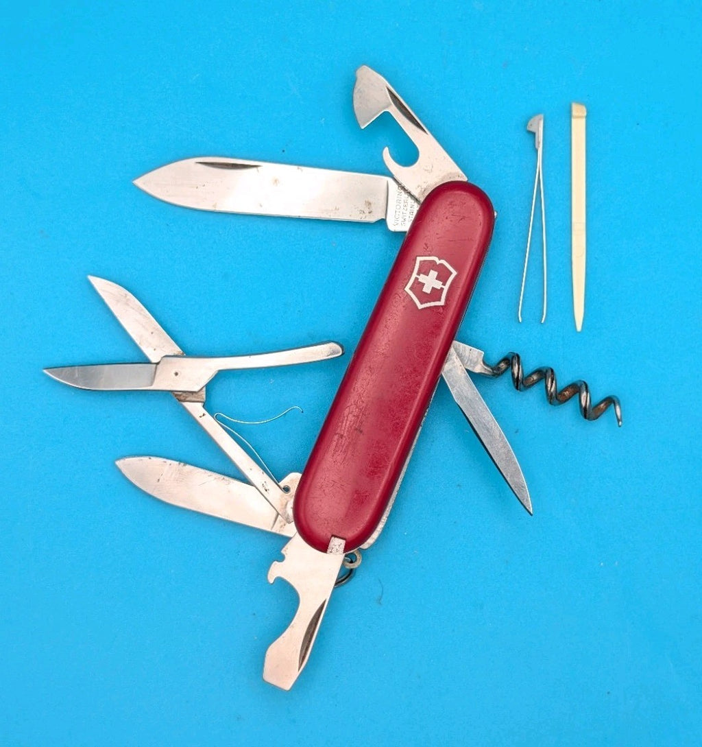 Vintage Victorinox 84mm Small Climber Swiss Army Knife Multi Tool! Red!