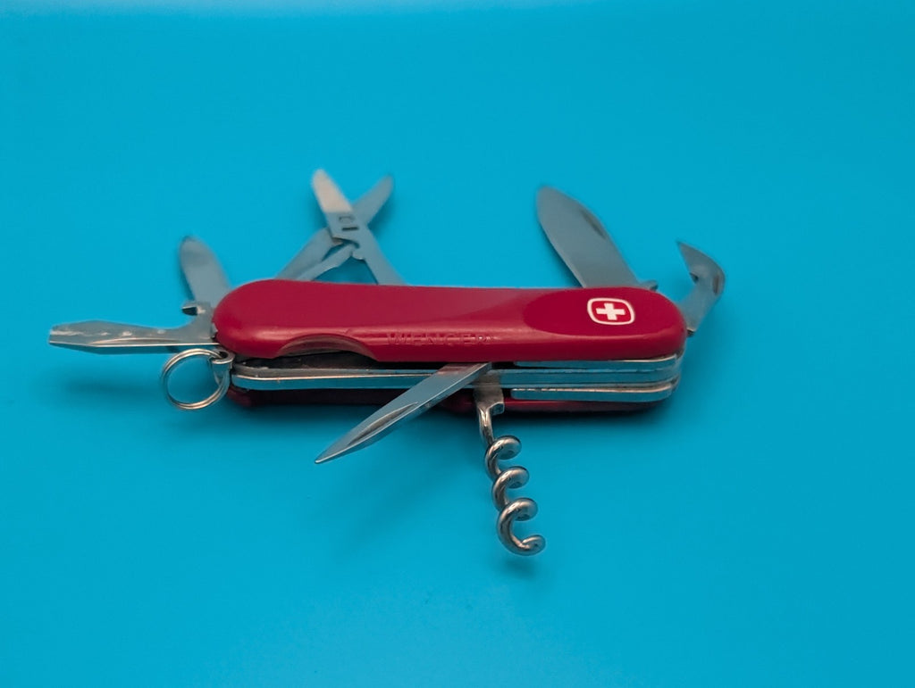 Vintage Wenger EVO 14 Red Swiss Army Knife Multi Tool!