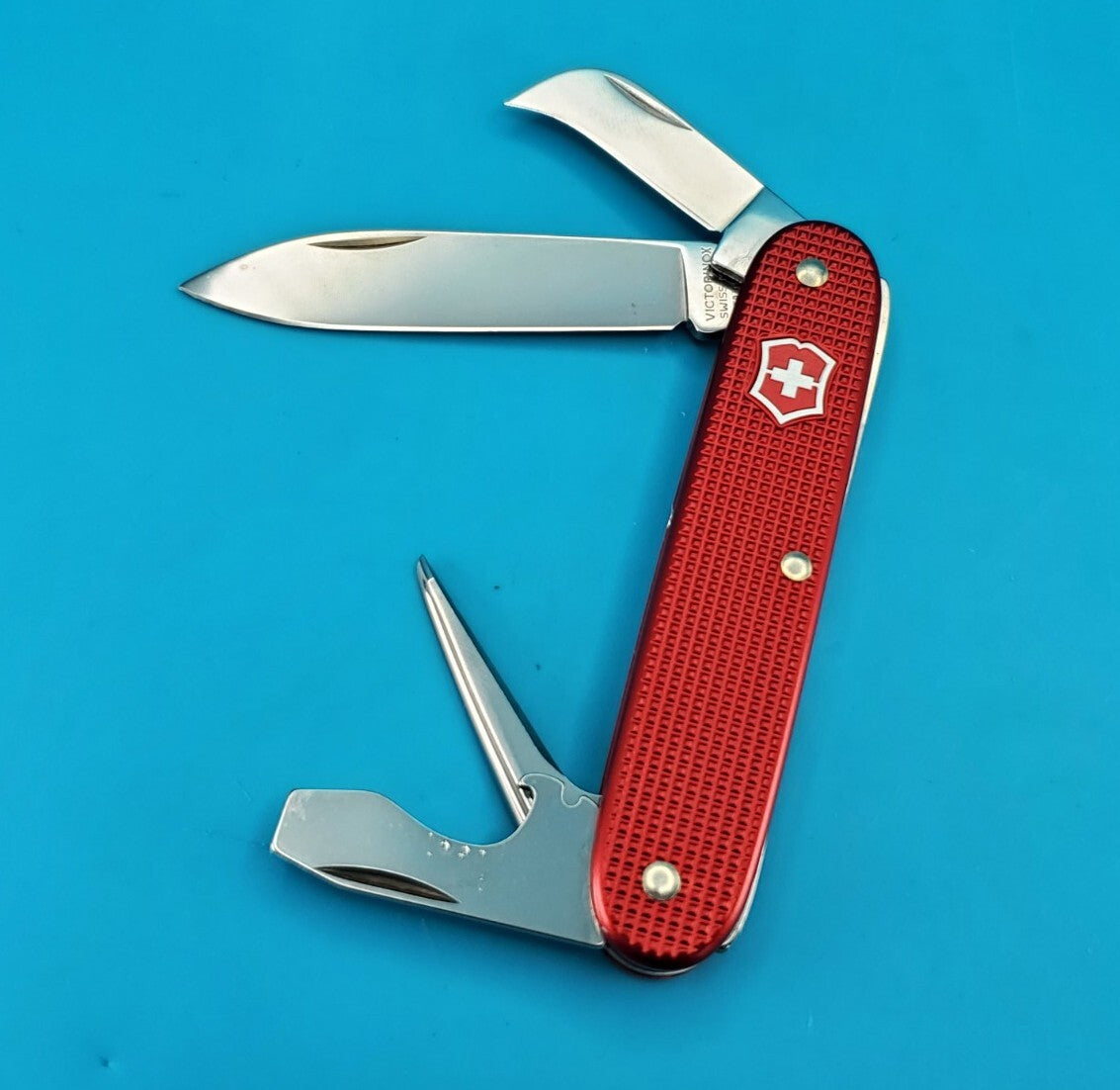 Victorinox Pioneer Rancher Red Alox Swiss Army Knife Multi Tool! RARE!