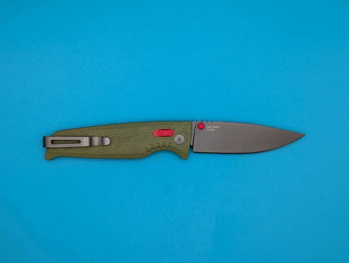 SOG Altair XR Field Green Stone Blue CRYO 154CM Folding Knife NEW