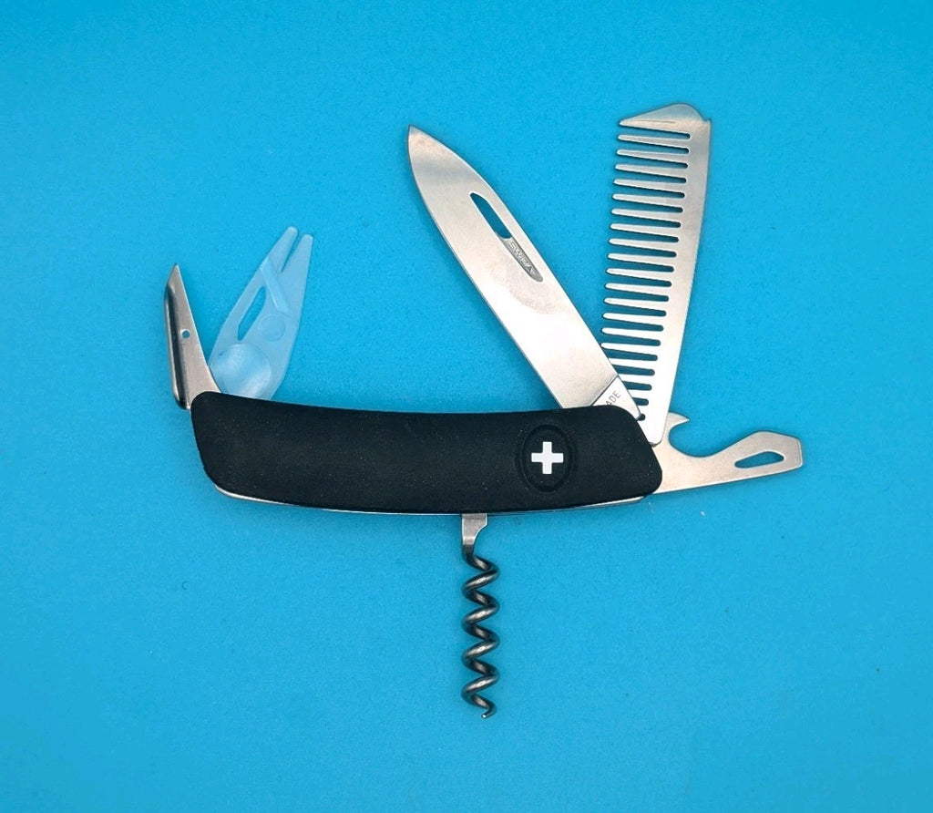 Swiza A20-44 Swiss Pocket Knife Stainless Steel Blades Black Synthetic Handle