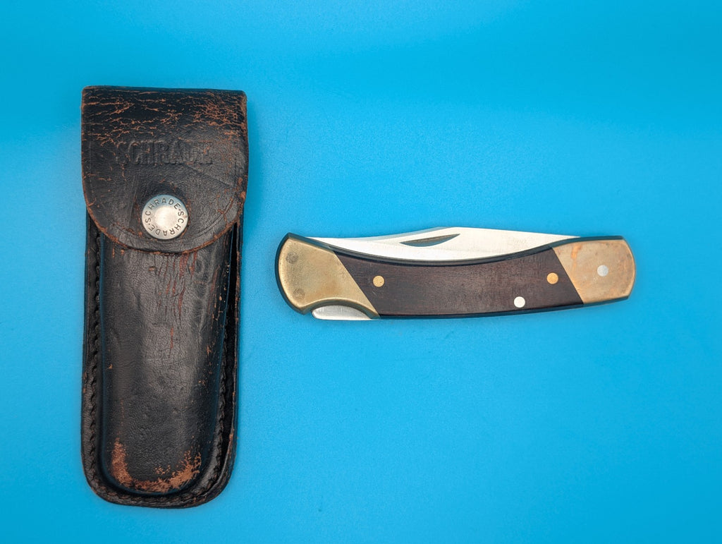 Vintage Uncle Henry Schrade+ LB7 Folding Pocket Knife! USA! With Sheath!