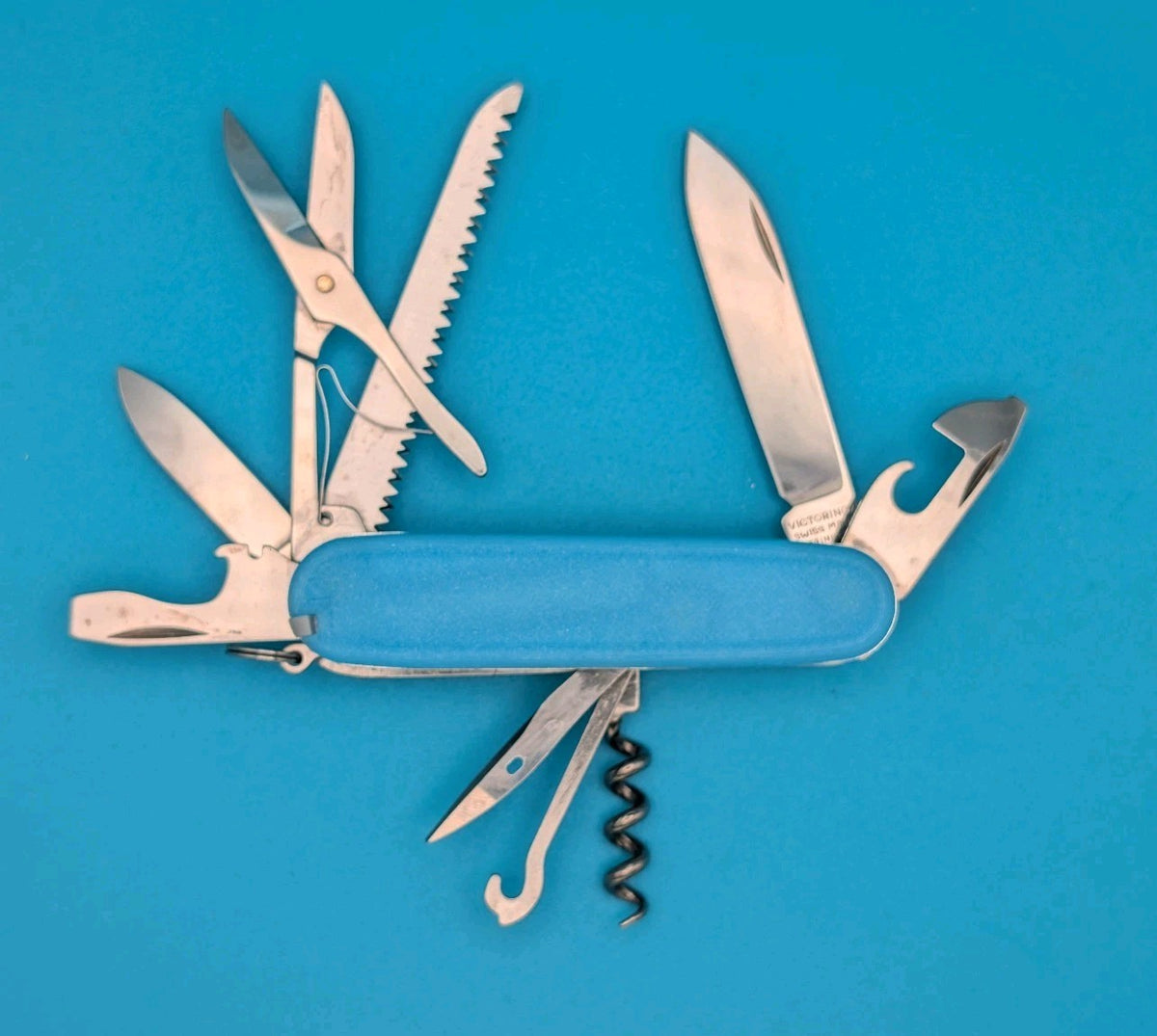 Custom Victorinox Huntsman Blue Glow in the Dark Swiss Army Knife Multi Tool!