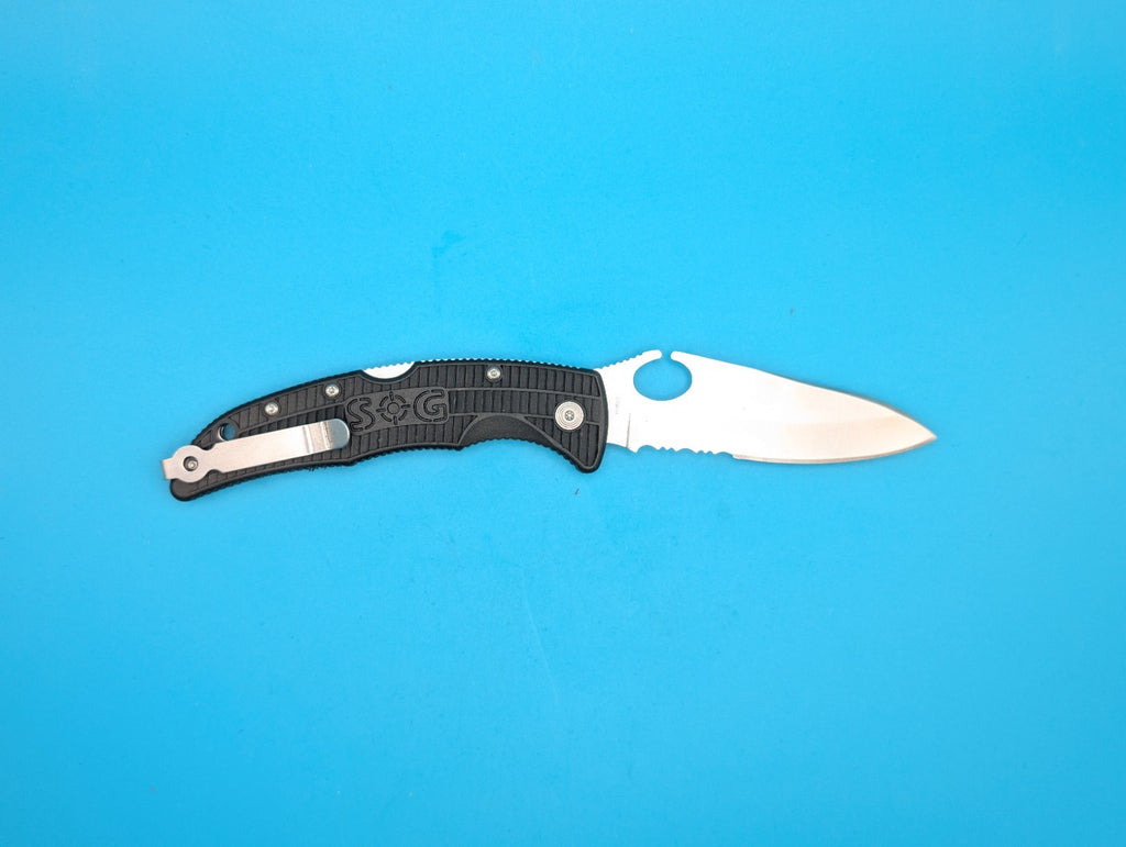 Sog Sogzilla Combo Edge Single Blade EDC Lockback Knife! Black!