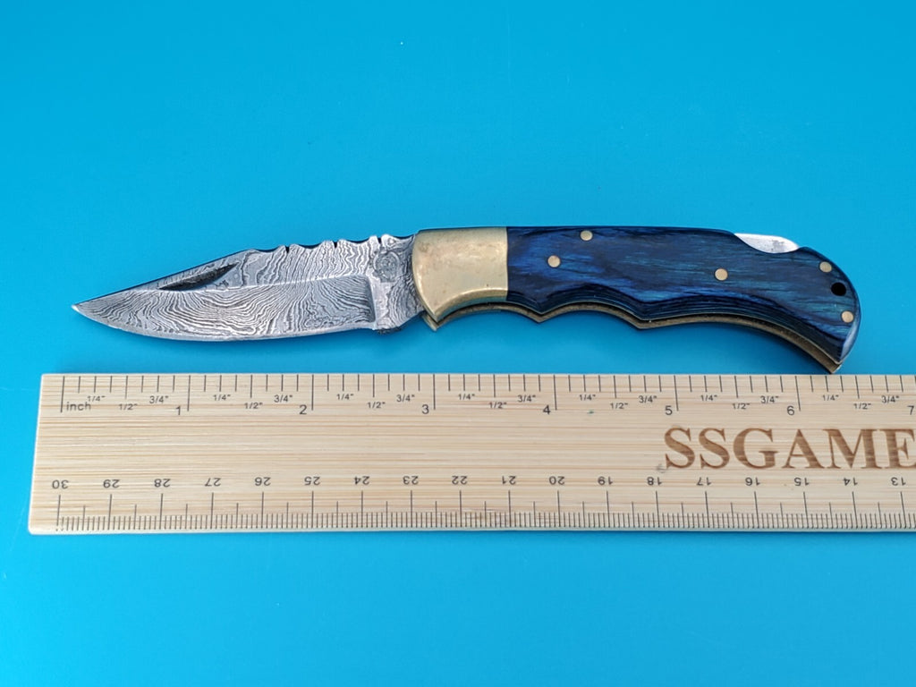 Smoky Mountain Blade Hand Forged Damascus Steel Plain Edge Folding Pocket Knife!