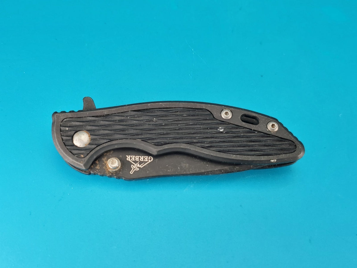 Gerber Torch I Frame Lock Plain Edge Blade Folding Pocket Knife! Black!