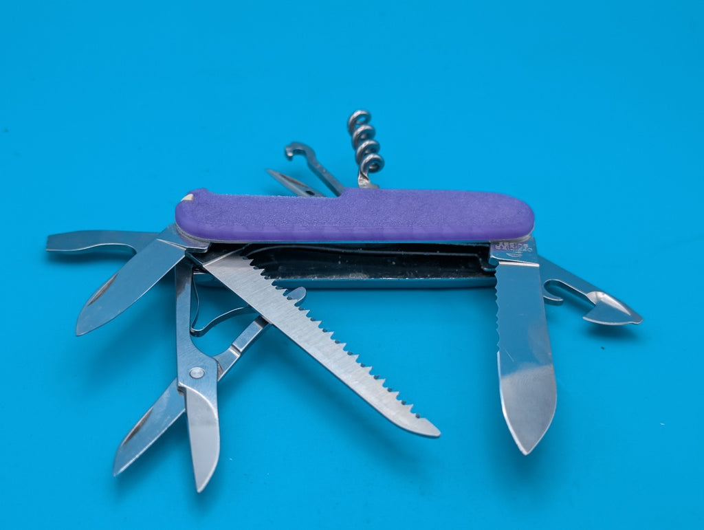 Rare Vintage Custom Victorinox Rainier Blue & Purple Swiss Army Knife!