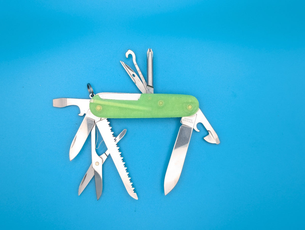 Custom Victorinox Fieldmaster Firefly Green Glow in the Dark Swiss Army Knife!