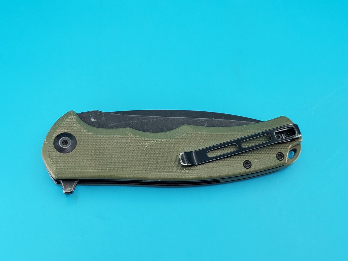 Civivi Praxis Flipper Pocket Knife Plain Edge Blade Green G10