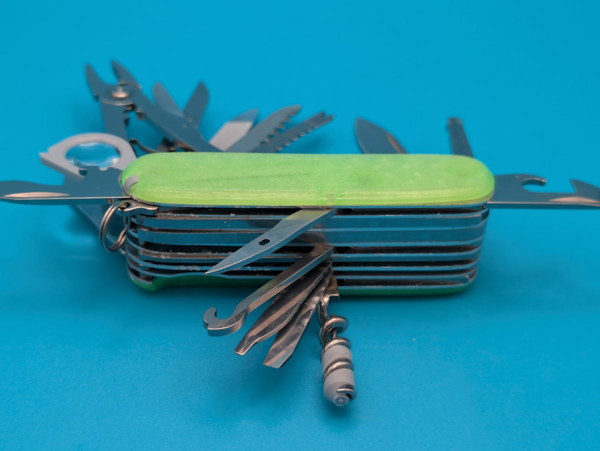 Custom Victorinox SwissChamp Firefly Green Glow in the Dark Knife Multi-Tool!