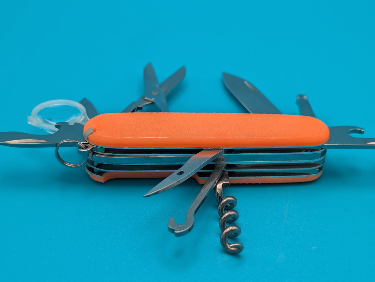 CUSTOM VICTORINOX EXPLORER ORANGE GLOW IN THE DARK SWISS ARMY KNIFE!