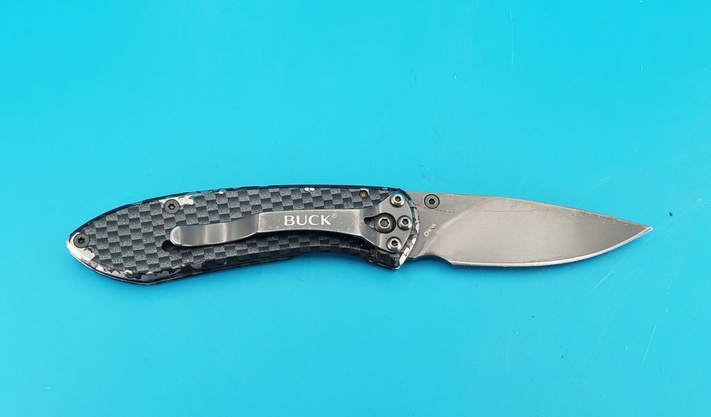 Buck 327 Nobleman Carbon Fiber Handle Plain Edge Blade!