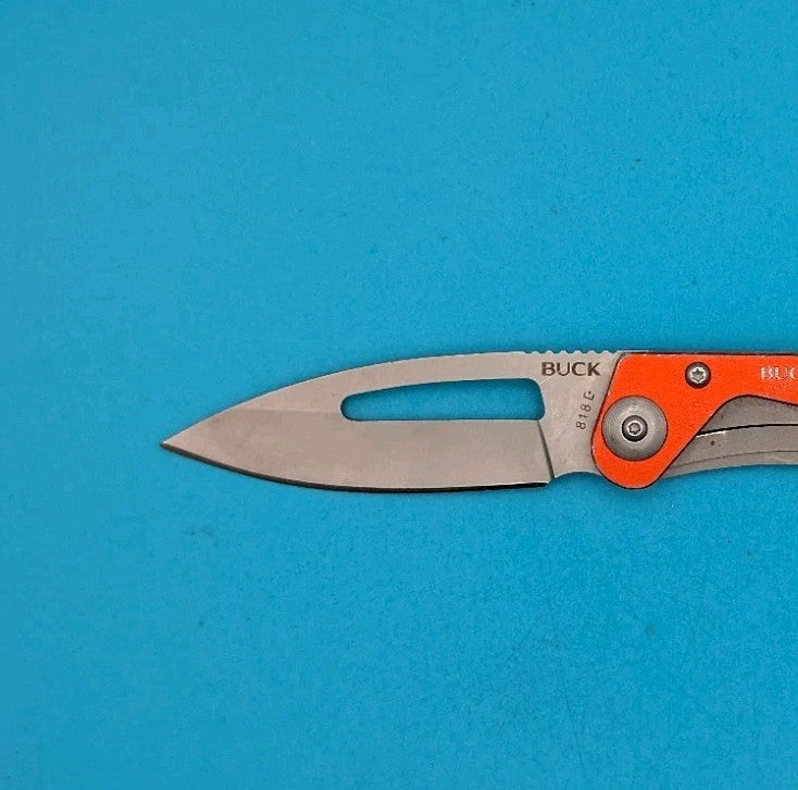 Rare Retired Buck 818 Apex Orange Handle Folding Pocket Knife!